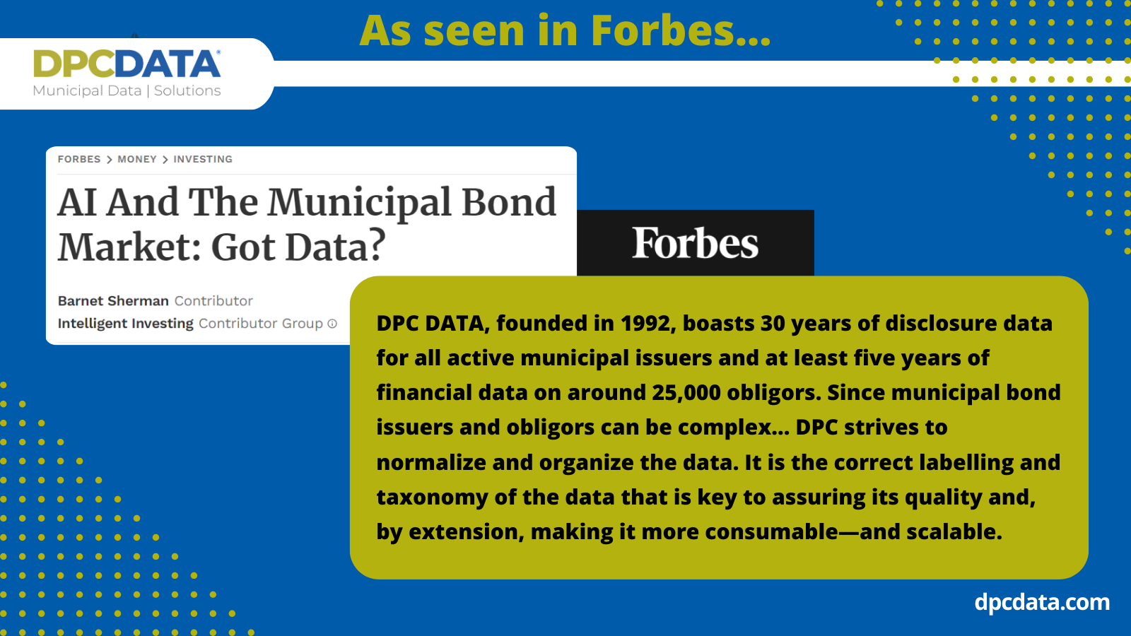 [ARTICLE] AI And The Municipal Bond Market: Got Data? - DPC DATA